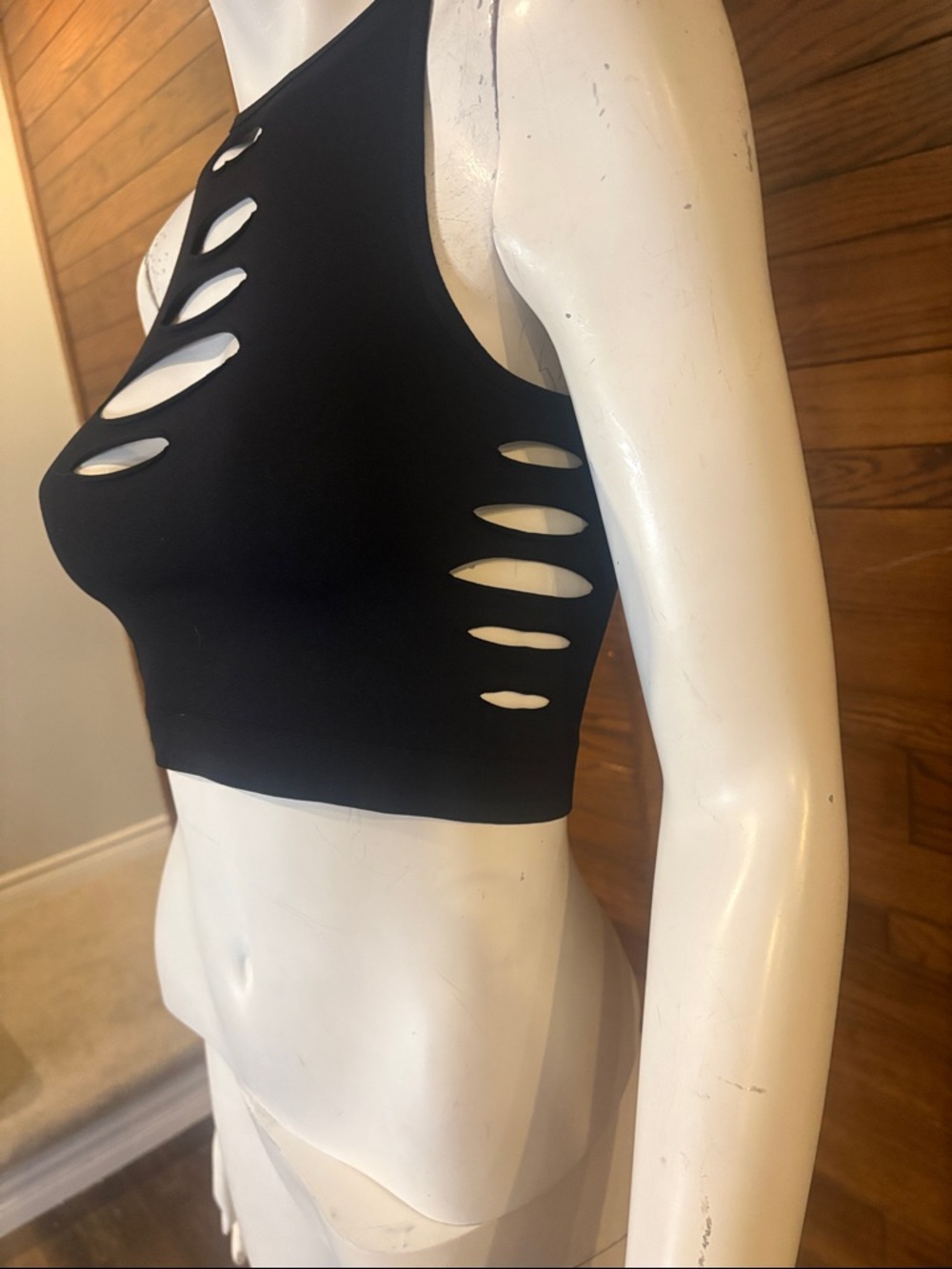 Garage Black Sleeveless Cutout Crop Top - Picture 2 of 5